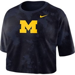 Nike Women's Michigan Wolverines Blue Cotton Cropped T-Shirt
