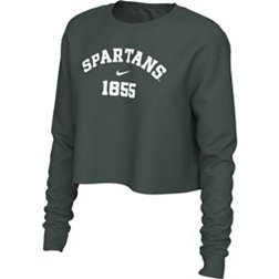 Nike Women's Michigan State Spartans Green Cotton Cropped Long Sleeve T-Shirt