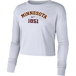 Nike Women's Minnesota Golden Gophers White Dri-FIT Cotton Long Sleeve Crop T-Shirt