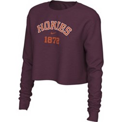 Nike Women's Virginia Tech Hokies Maroon Cotton Cropped Long Sleeve T-Shirt