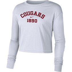 Nike Women's Washington State Cougars White Dri-FIT Cotton Long Sleeve Crop T-Shirt