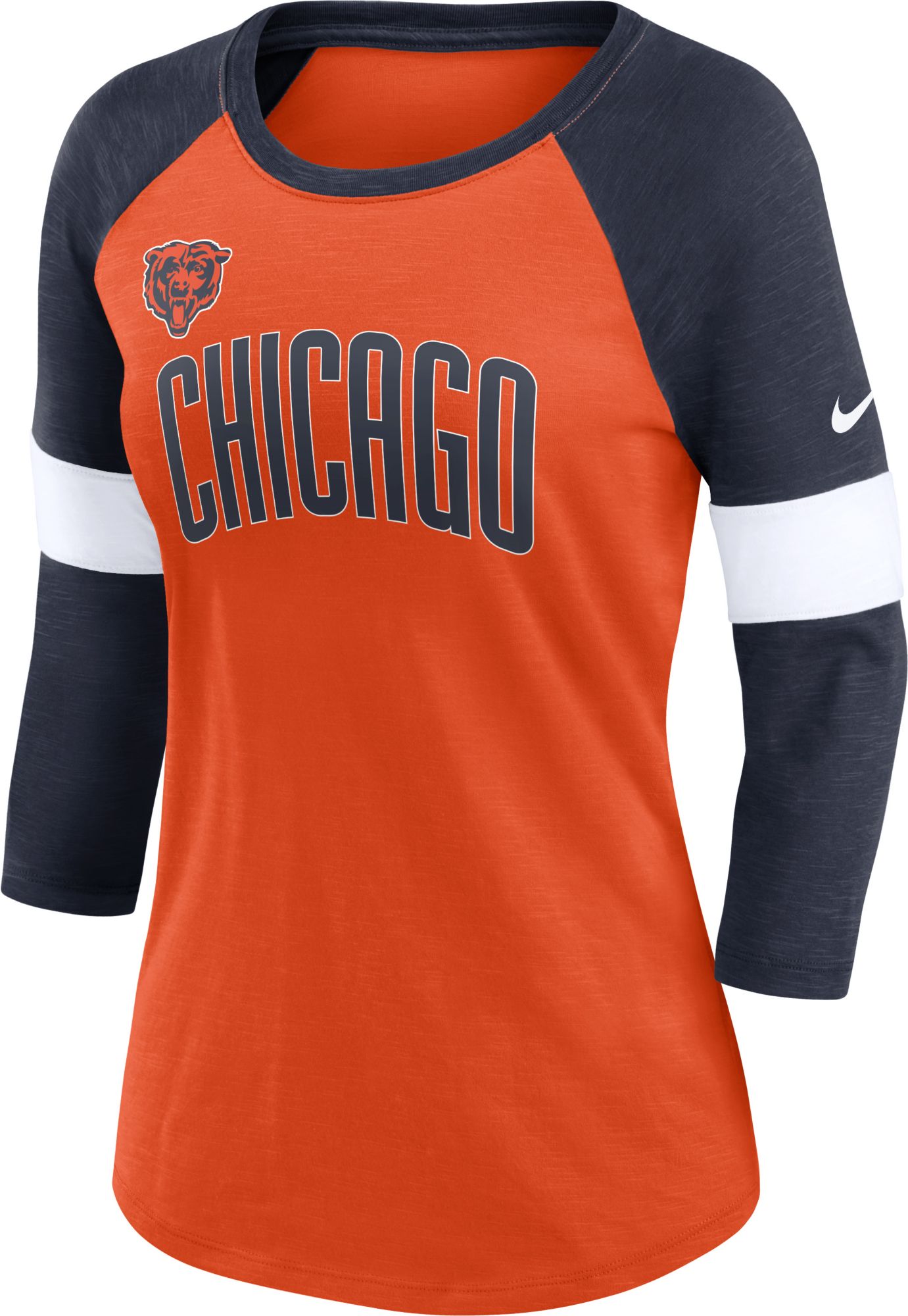 Nike Women's Chicago Bears Football Pride Orange Raglan T-Shirt