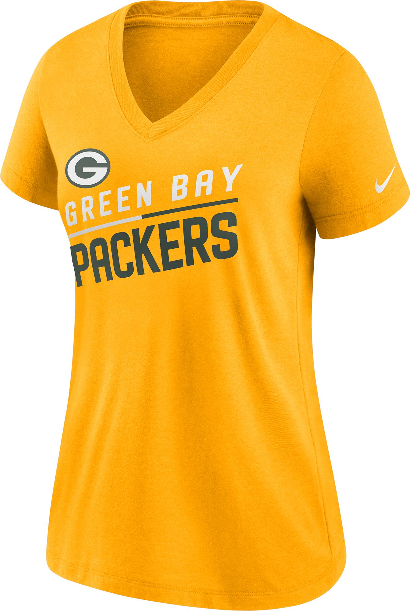 Nike / Women's Green Bay Packers Slant Gold V-Neck T-Shirt