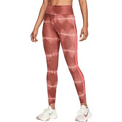 New Women's Large Nike One Icon Clash Pink Mid Rise Printed Leggings