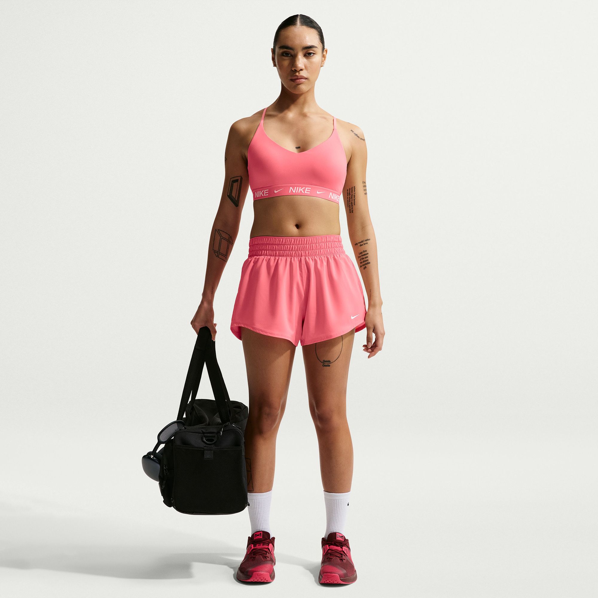Nike Women's One Dri-FIT Mid-Rise 3" Brief-Lined Shorts Sea Coral/White thumbnail