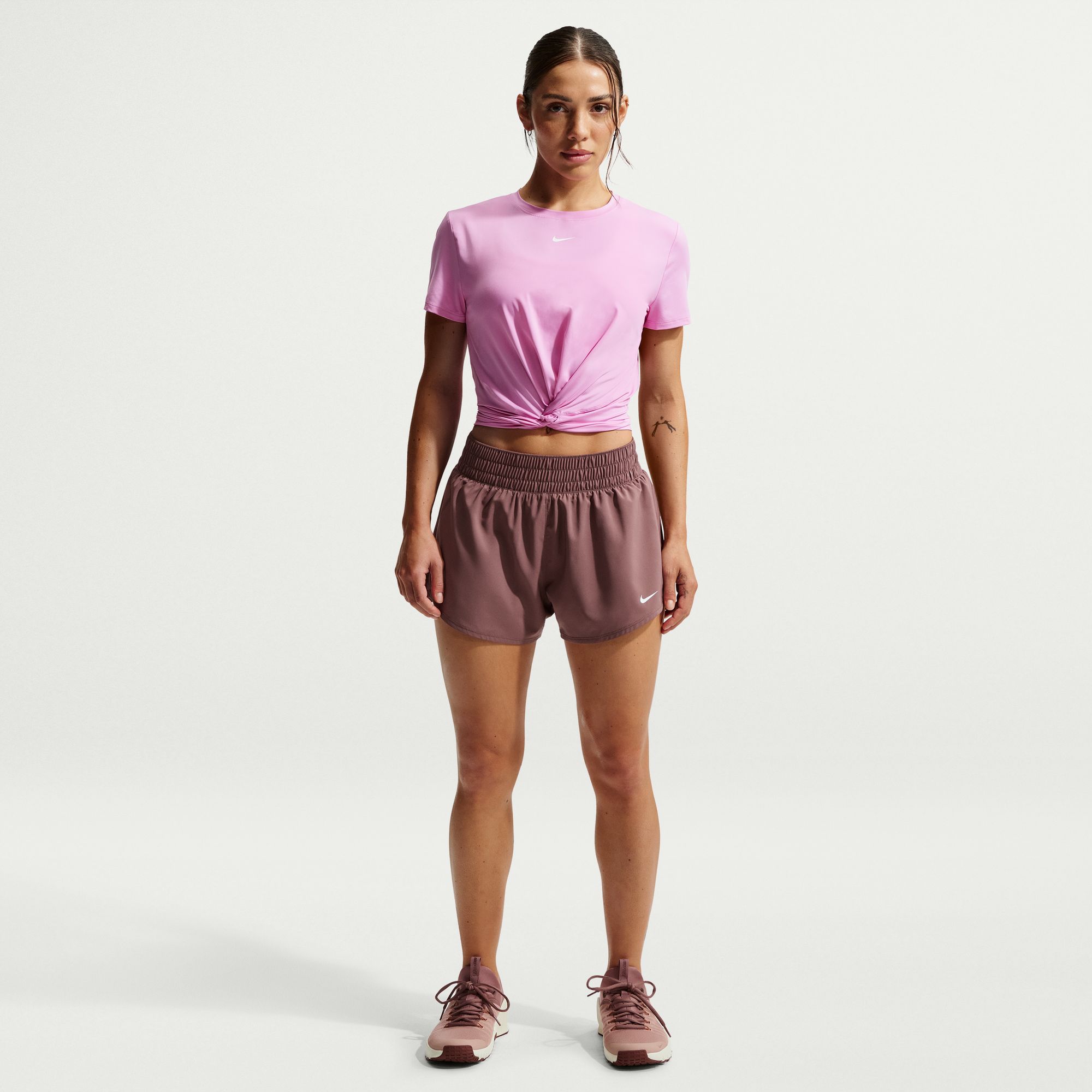 Nike Women's One Dri-FIT Mid-Rise 3" Brief-Lined Shorts Tattoo/White thumbnail