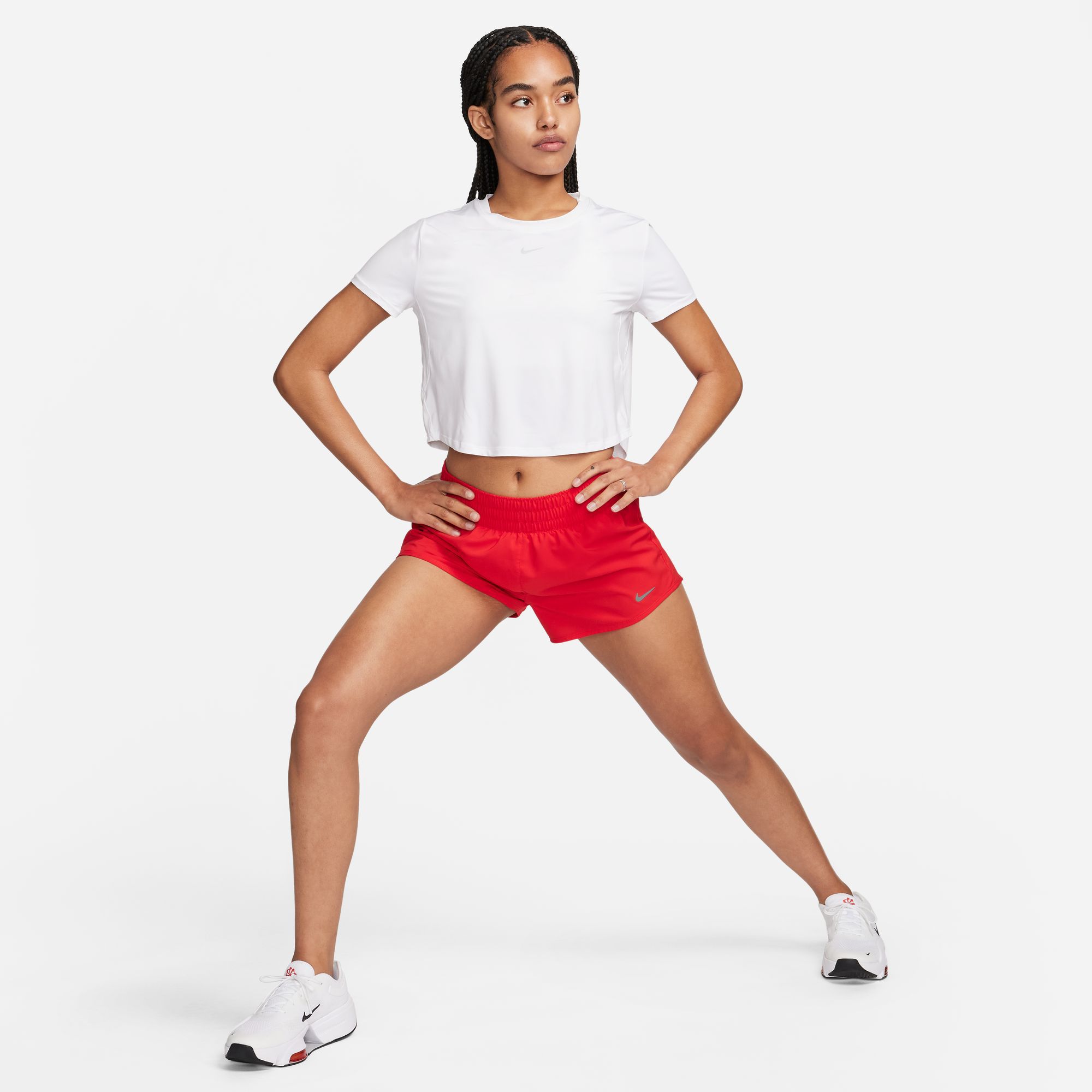 Nike Women's One Dri-FIT Mid-Rise 3" Brief-Lined Shorts University Red thumbnail