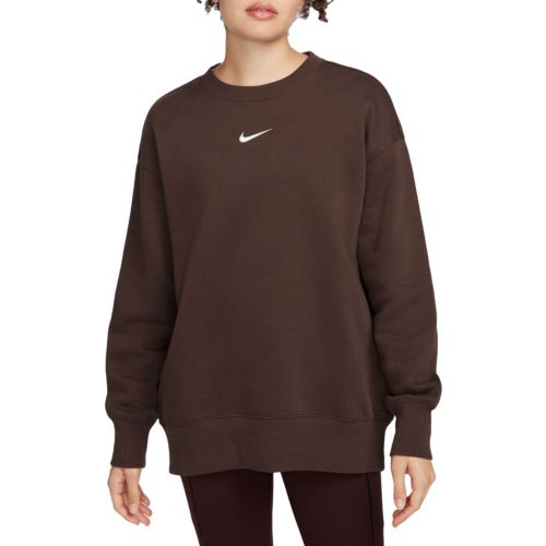 【NIKE】Small Logo Brushed Sweatshirt Long Sleeve Brown Nike Sportswear Phoenix Fleece Women's Oversized Crewneck