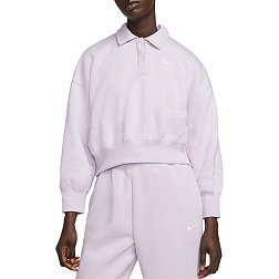 Nike Women's Sportswear Phoenix Fleece 3/4-Sleeve Crop Polo Sweatshirt