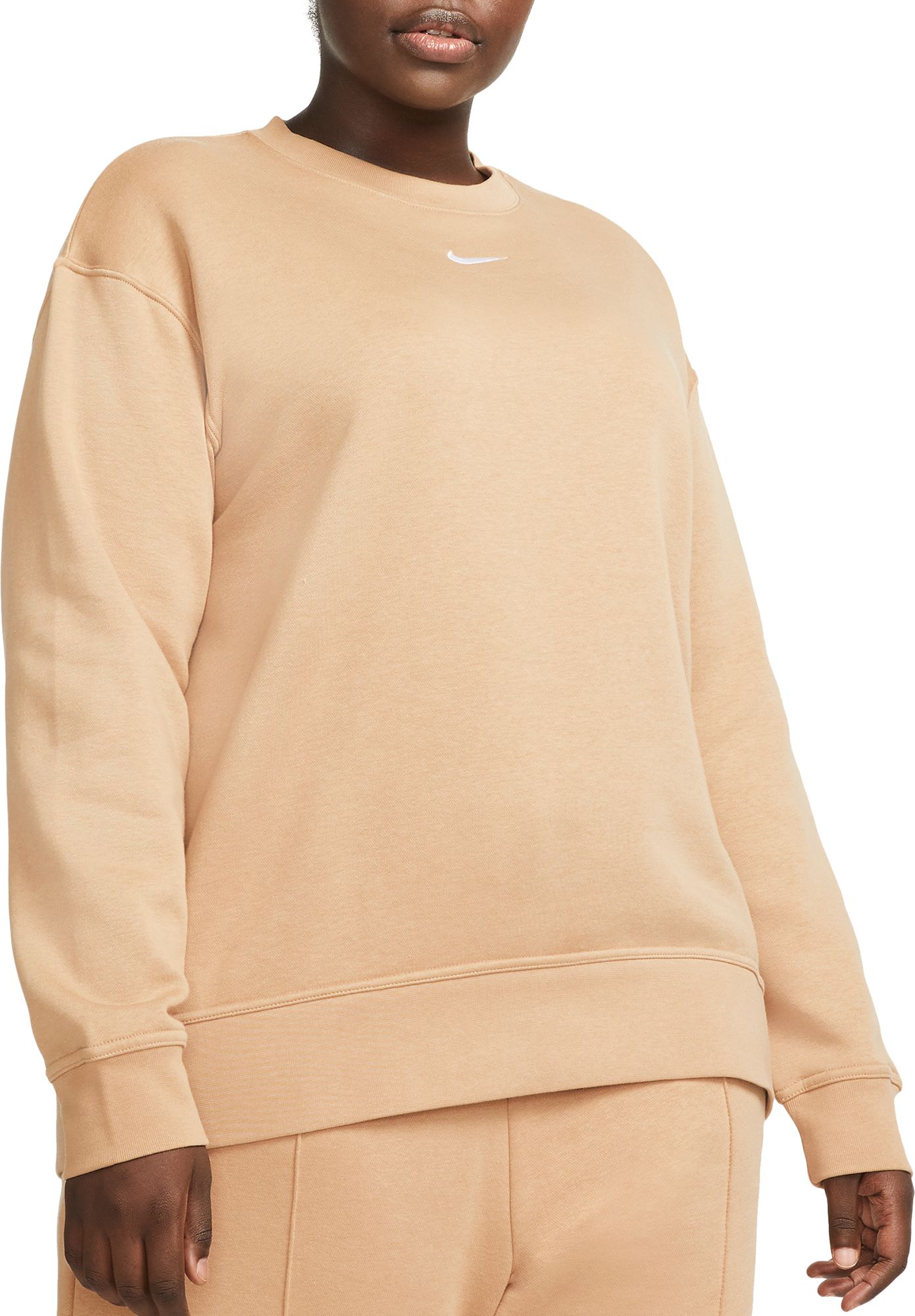 Nike sportswear women's essentials 2025 fleece cropped crew oatmeal