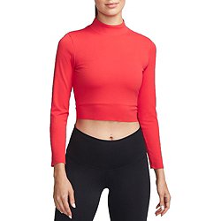 Nike Women's Yoga Dri-FIT Luxe Long Sleeve Crop Top, Gold Suede, X