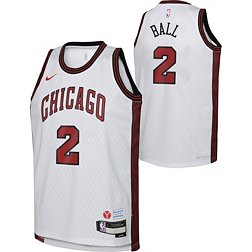 Nike Youth 2022-23 City Edition Chicago Bulls Lonzo Ball #2 White Dri-FIT Swingman Jersey
