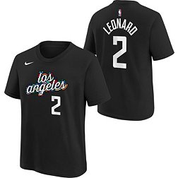 Nike Youth 2022-23 City Edition Los Angeles Clippers Kawhi Leonard #2 Black Cotton T-Shirt