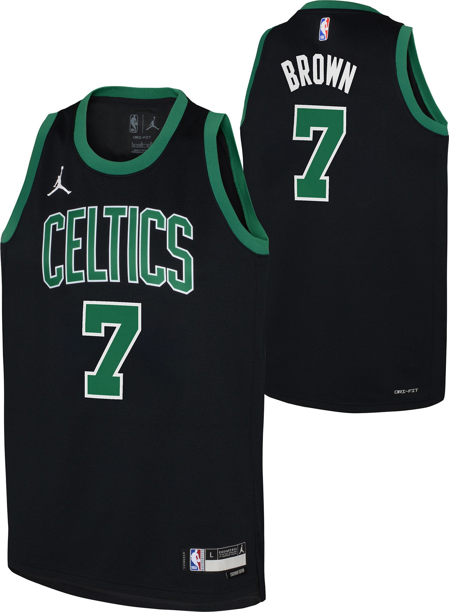 Jordan Youth Boston Celtics Jaylen Brown #7 Black Swingman Statement Jersey