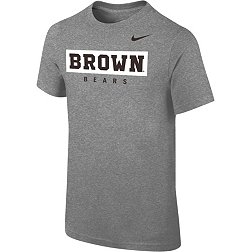 Nike Youth Brown University Bears Grey Core Cotton Wordmark T-Shirt