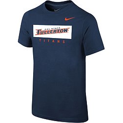 Nike Youth Cal State Fullerton Titans Navy Blue Core Cotton Wordmark T-Shirt