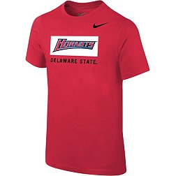 Nike Youth Delaware State Hornets Red Core Cotton Wordmark T-Shirt