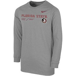 Nike Youth Florida State Seminoles Grey Cotton Football Sideline Team Issue Long Sleeve T-Shirt