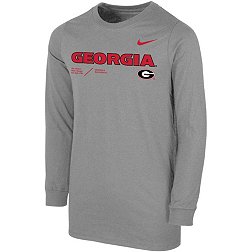 Nike Youth Georgia Bulldogs Grey Cotton Football Sideline Team Issue Long Sleeve T-Shirt