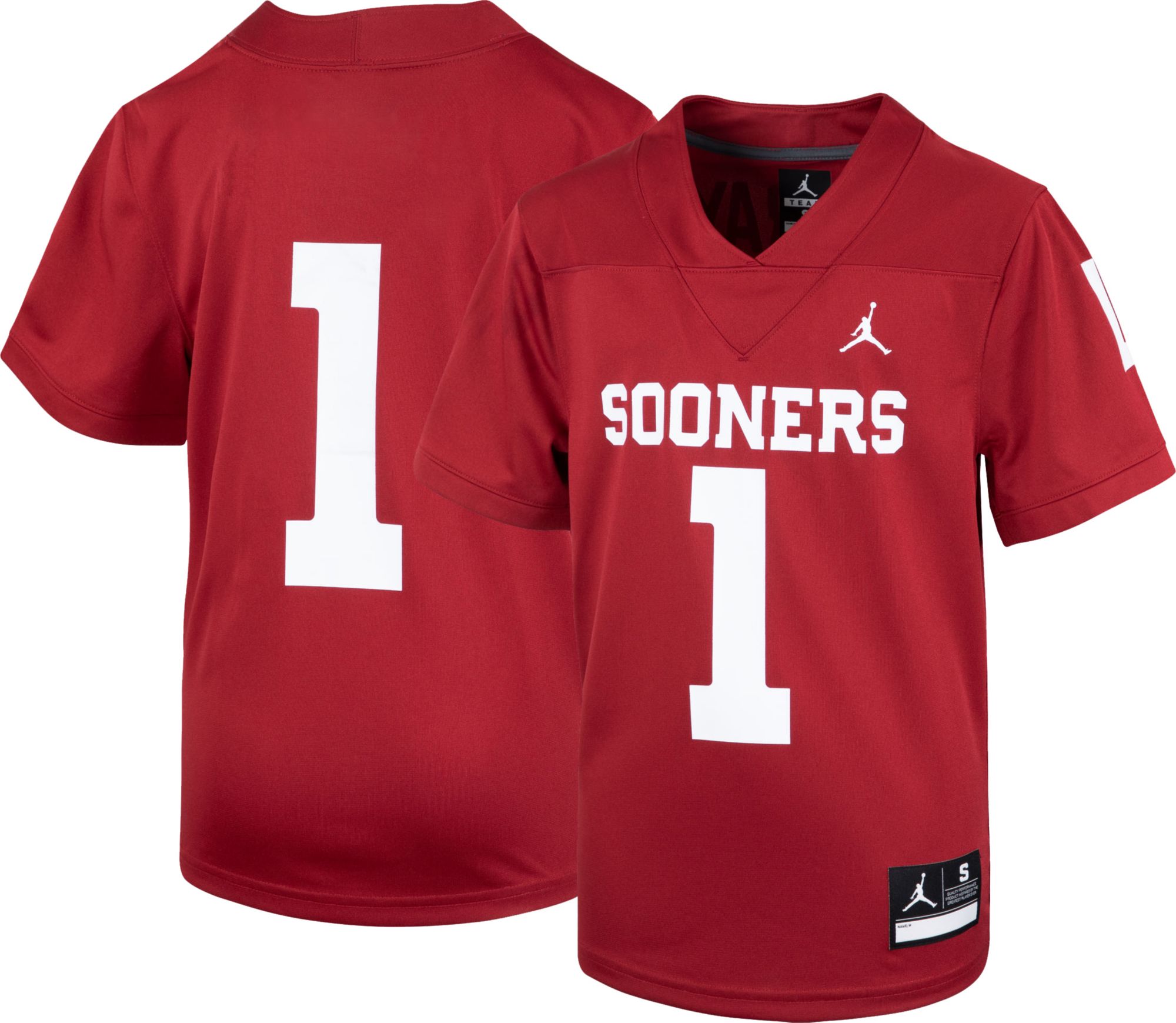 Jordan Little Kids' Oklahoma Sooners #1 Crimson Untouchable Game Football Jersey