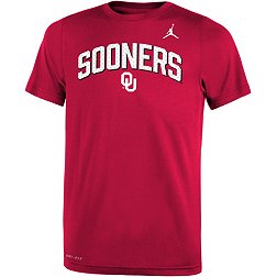 Jordan Youth Oklahoma Sooners Crimson Dri-FIT Legend Football Sideline Team Issue Arch T-Shirt
