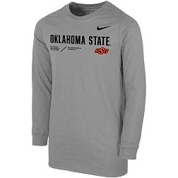 Nike Youth Oklahoma State Cowboys Grey Cotton Football Sideline Team Issue Long Sleeve T-Shirt