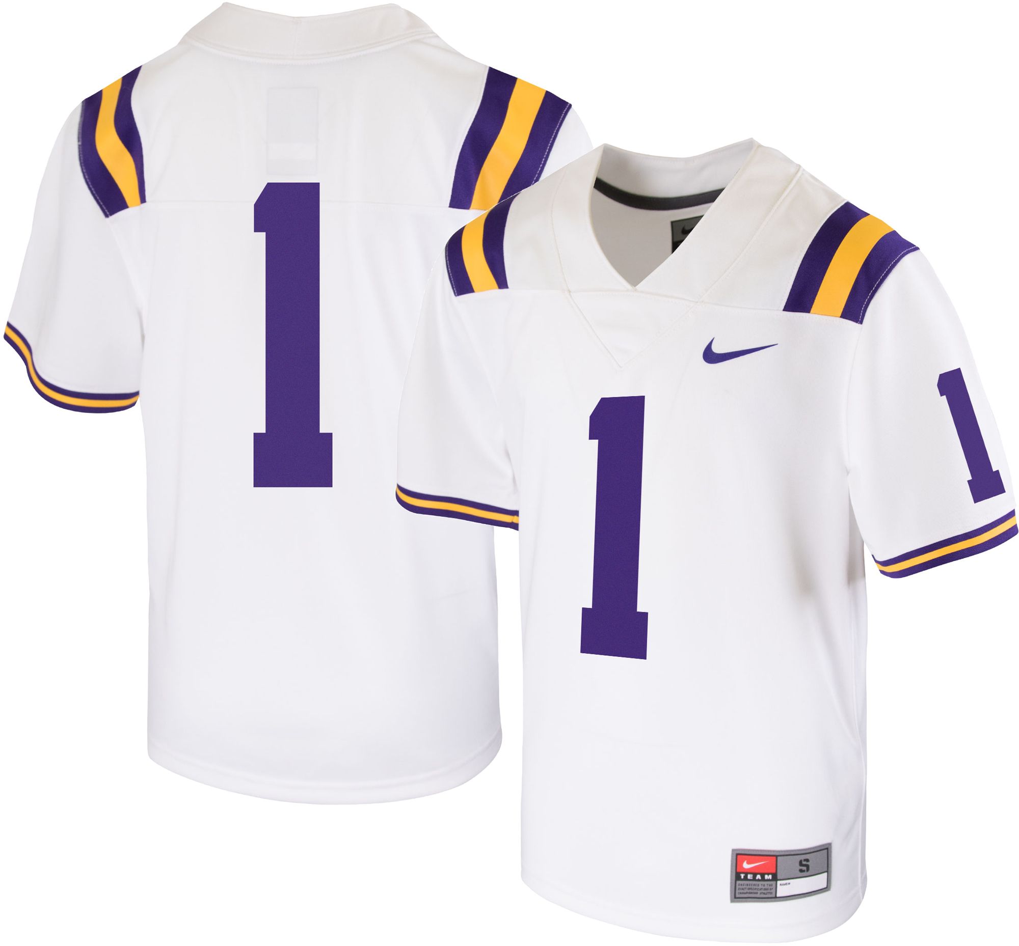 Nike Youth LSU Tigers #1 White Untouchable Game Football Jersey