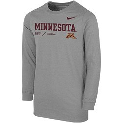 Nike Youth Minnesota Golden Gophers Grey Cotton Football Sideline Team Issue Long Sleeve T-Shirt
