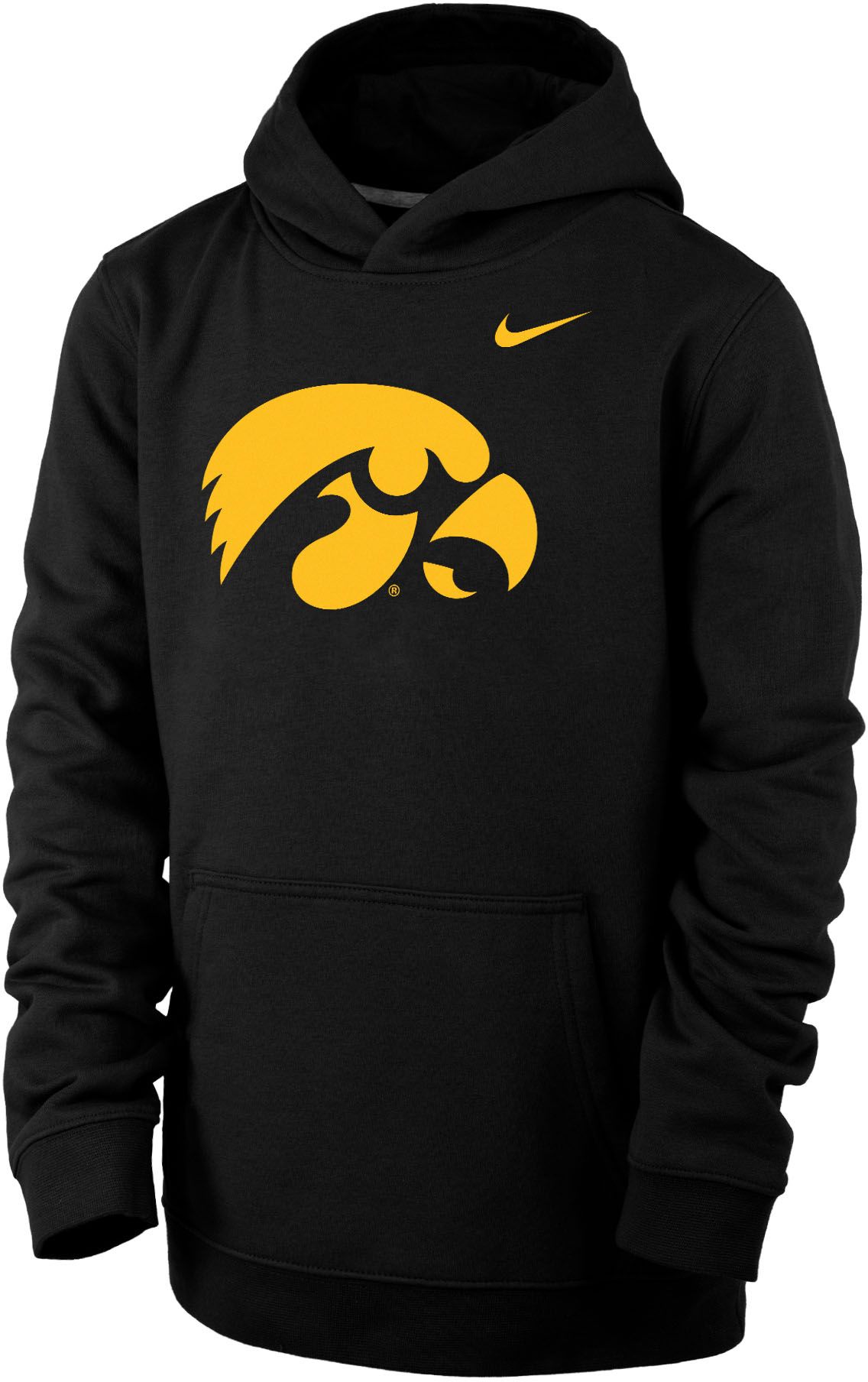 Nike Youth Iowa Hawkeyes Black Club Fleece Pullover Hoodie