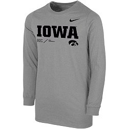 Nike Youth Iowa Hawkeyes Grey Cotton Football Sideline Team Issue Long Sleeve T-Shirt