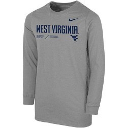 Nike Youth West Virginia Mountaineers Grey Cotton Football Sideline Team Issue Long Sleeve T-Shirt