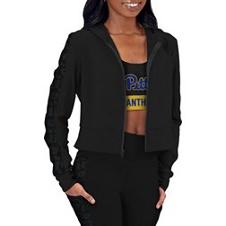Certo Women's Pitt Panthers Black Cropped Full Zip Hoodie