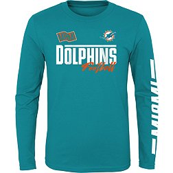 NFL Team Apparel Youth Miami Dolphins Race Time Aqua Long Sleeve T-Shirt
