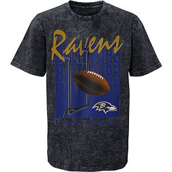 NFL Team Apparel Youth Baltimore Ravens Headline Mineral Wash Black T-Shirt