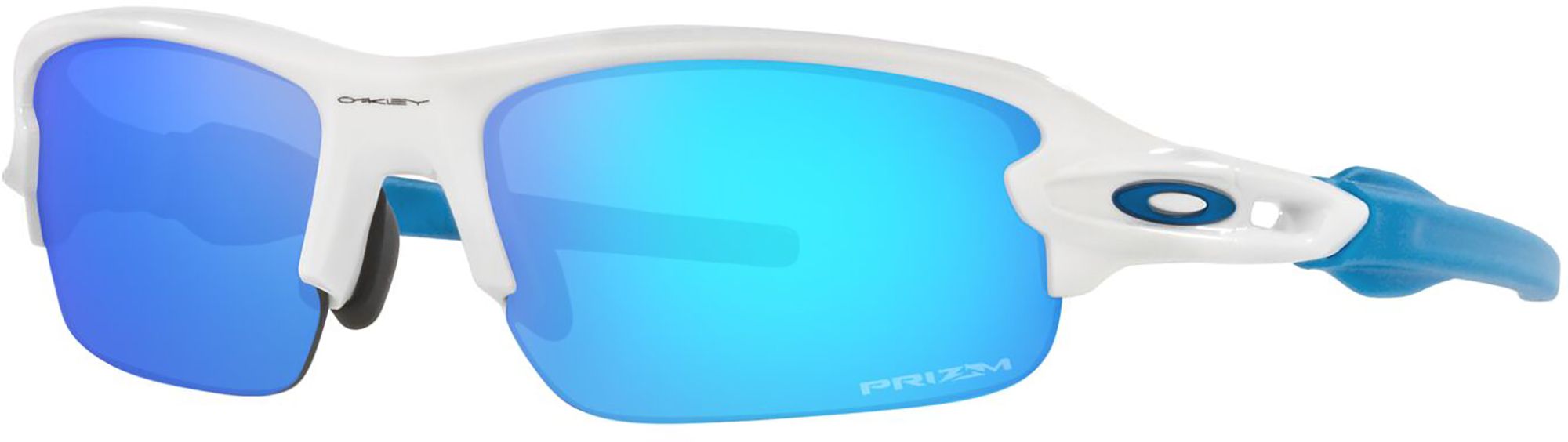 Photos - Sunglasses Oakley Youth Flak XXS , Polished White/Prizm Sapphire 22OAKYFLKX 
