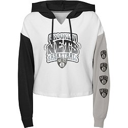 Outerstuff Girl's Brooklyn Nets White Color Run Fleece Pullover Hoodie