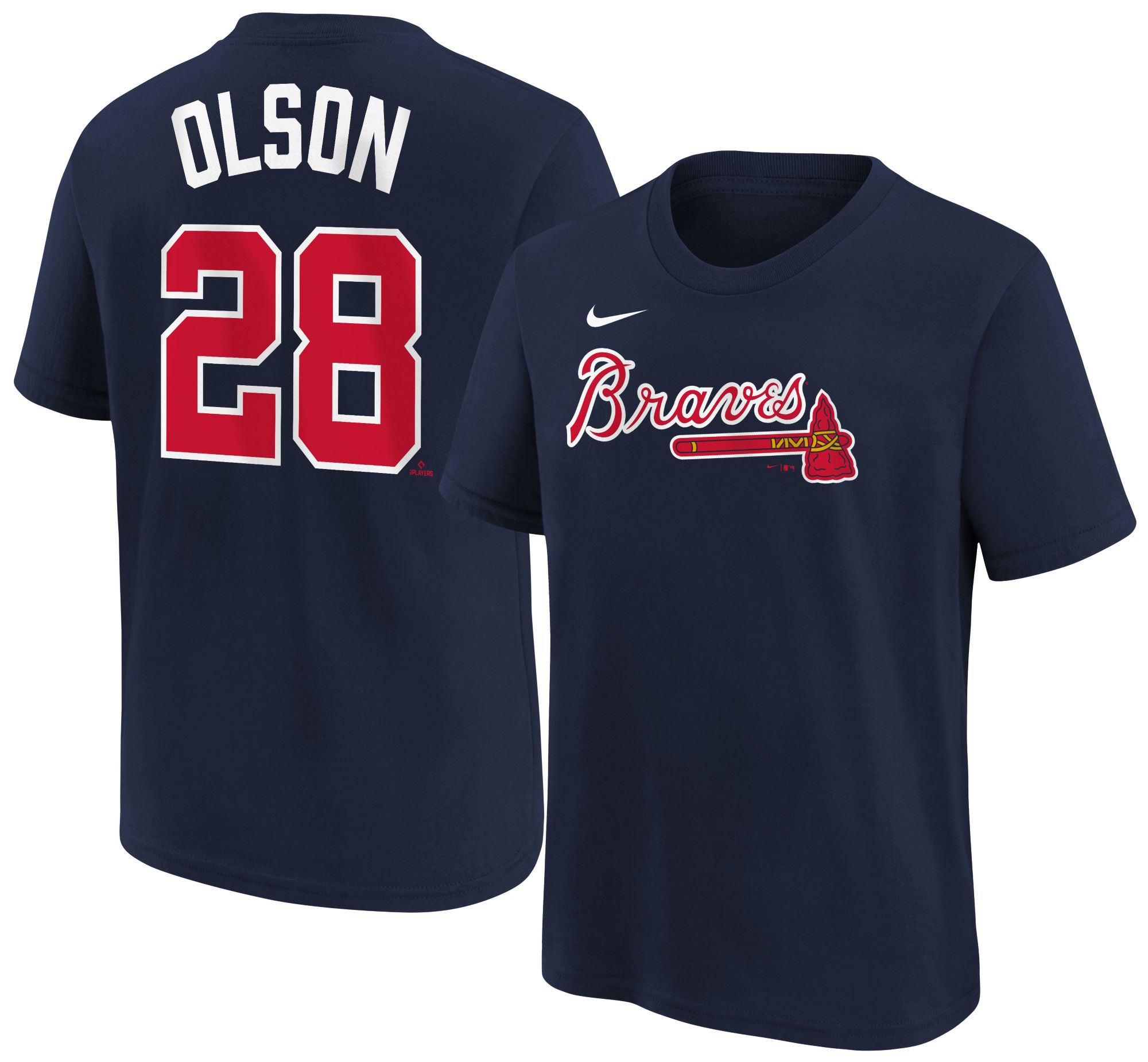 MLB Team Apparel Youth Atlanta Braves Matt Olson #28 Navy T-Shirt