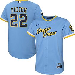Nike Youth Milwaukee Brewers Christian Yelich #22 2022 City Connect Cool Base Jersey