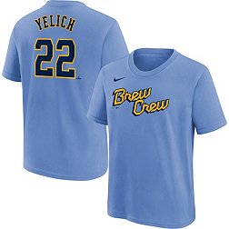 Nike Youth Milwaukee Brewers 2022 City Connect Christian Yelich #22 T-Shirt