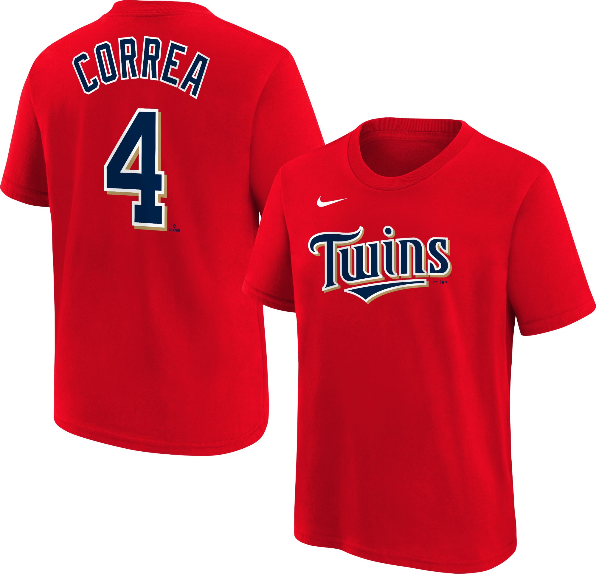 Nike / MLB Team Apparel Youth Minnesota Twins Carlos Correa #4 Red T-Shirt