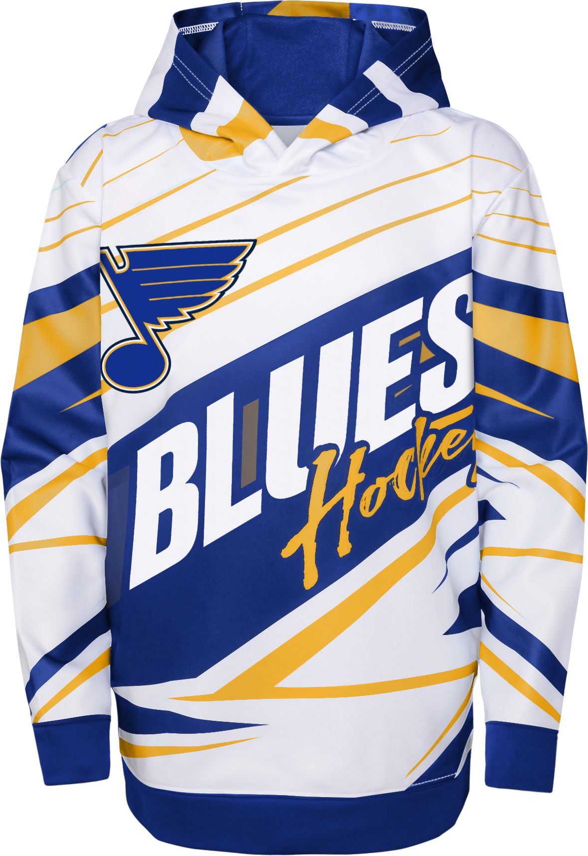 NHL Youth St. Louis Blues Blue/White Adept Quarterback Pullover Hoodie