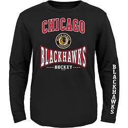 NHL Youth Chicago Blackhawks Centerline Black V-Neck Long Sleeve Shirt