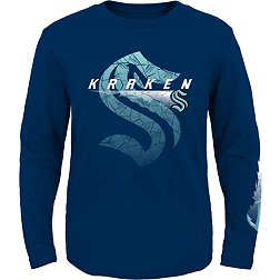 NHL Youth Seattle Kraken Navy Corked Ice Long Sleeve T-Shirt