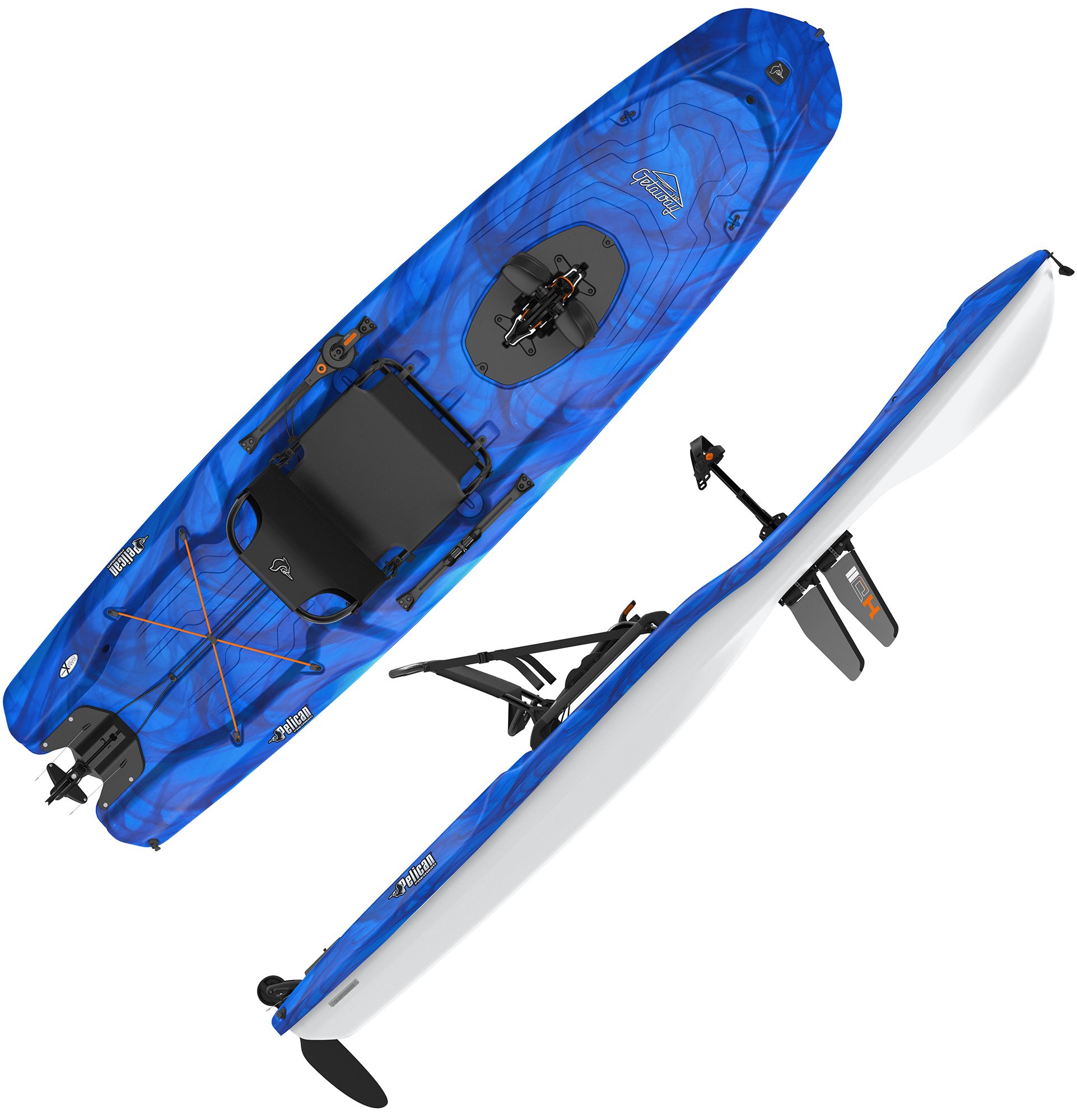 Photos - Kayak / Canoe Pelican Premium Getaway 110 HDII Pedal Drive Kayak, Vapor Blue 22PEPAGTWY1