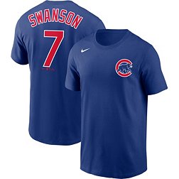 Nike Men's Chicago Cubs Dansby Swanson #7 Royal Blue T-Shirt