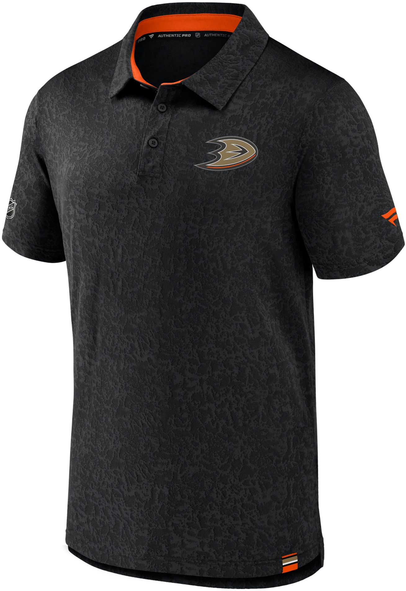 NHL Adult Anaheim Ducks 2023 Authentic Pro Jacquard Black Polo