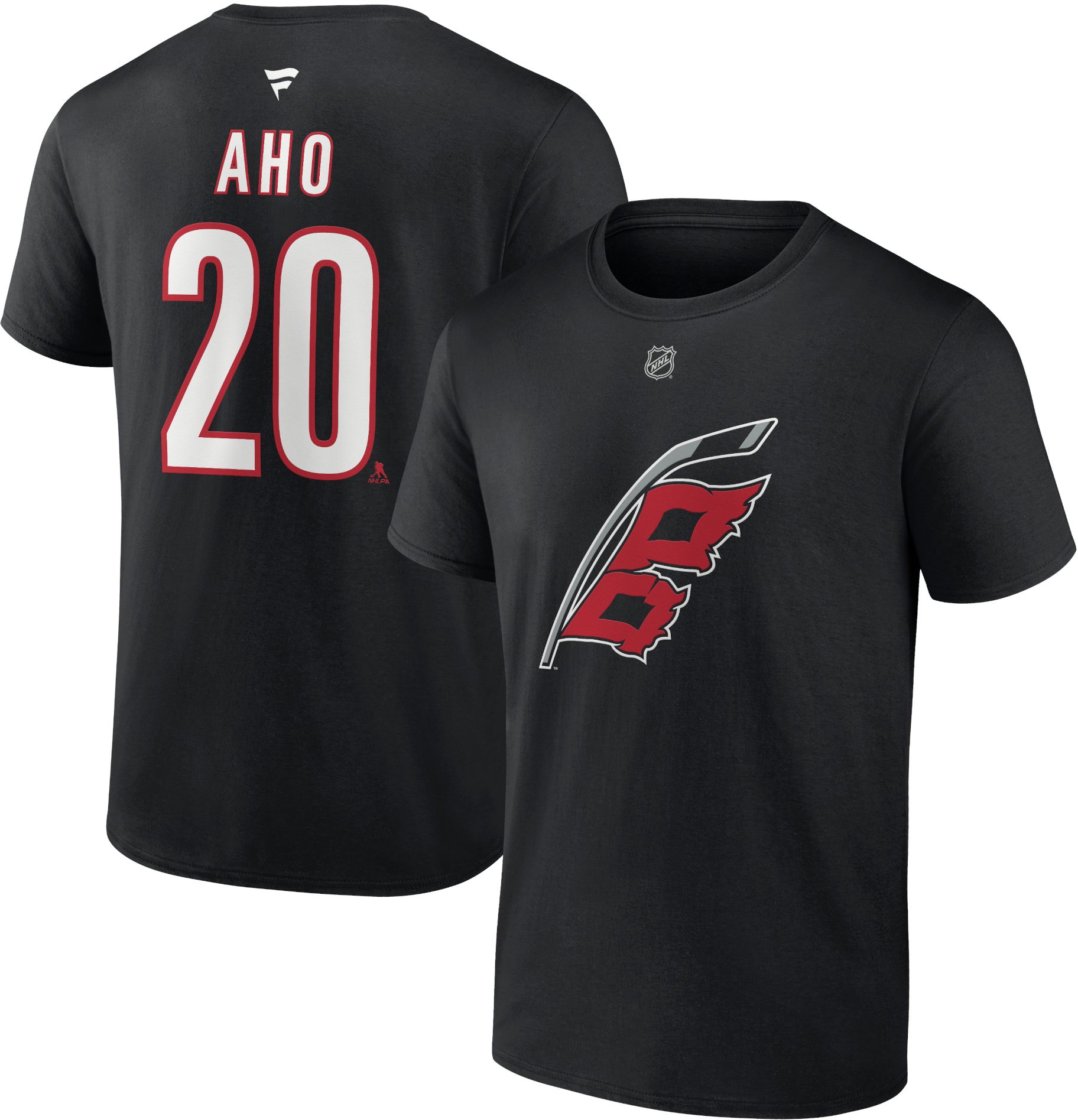 NHL Adult Carolina Hurricanes Sebastian Aho #20 Black T-Shirt