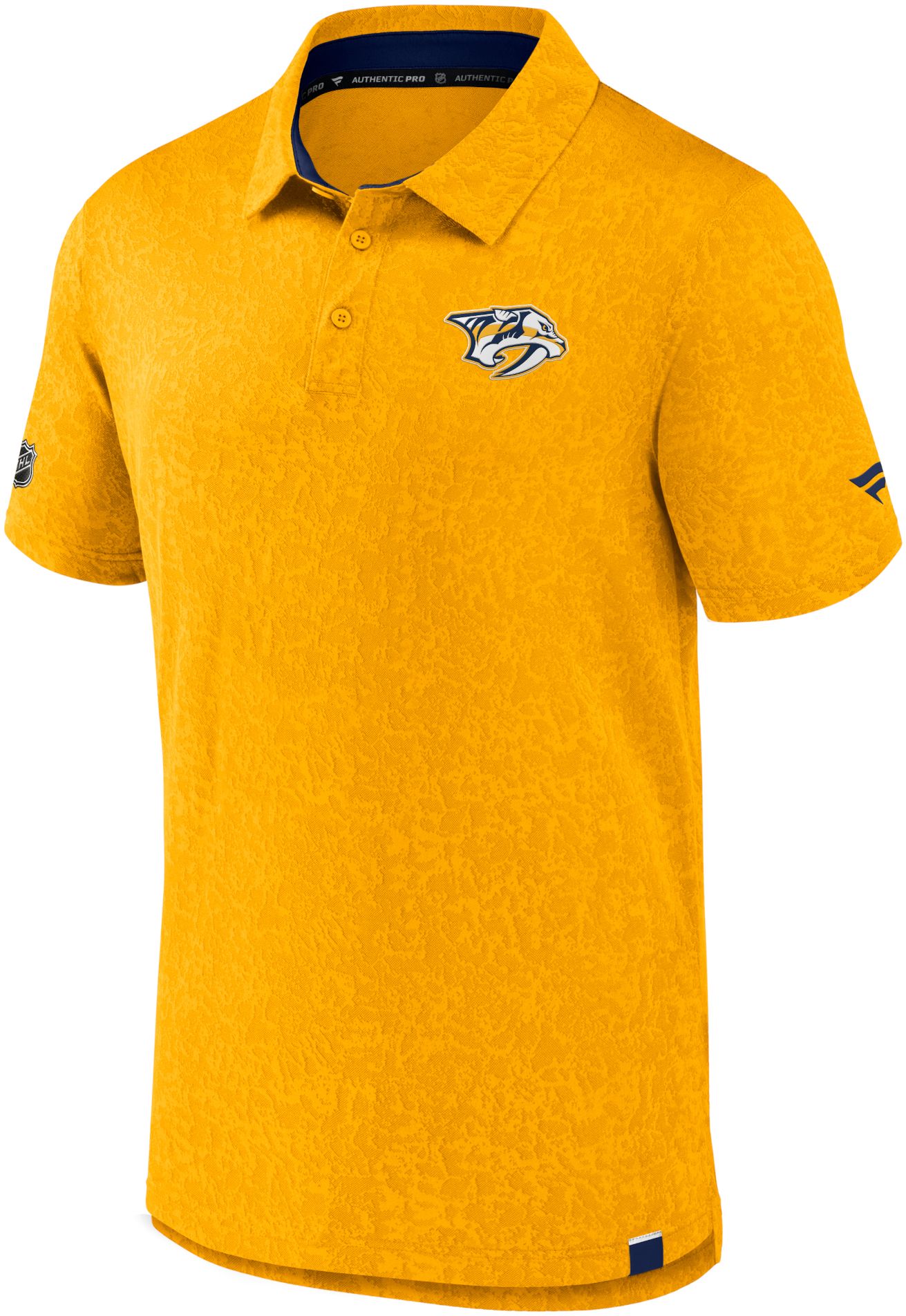 NHL Adult Nashville Predators 2023 Authentic Pro Jacquard Yellow Polo
