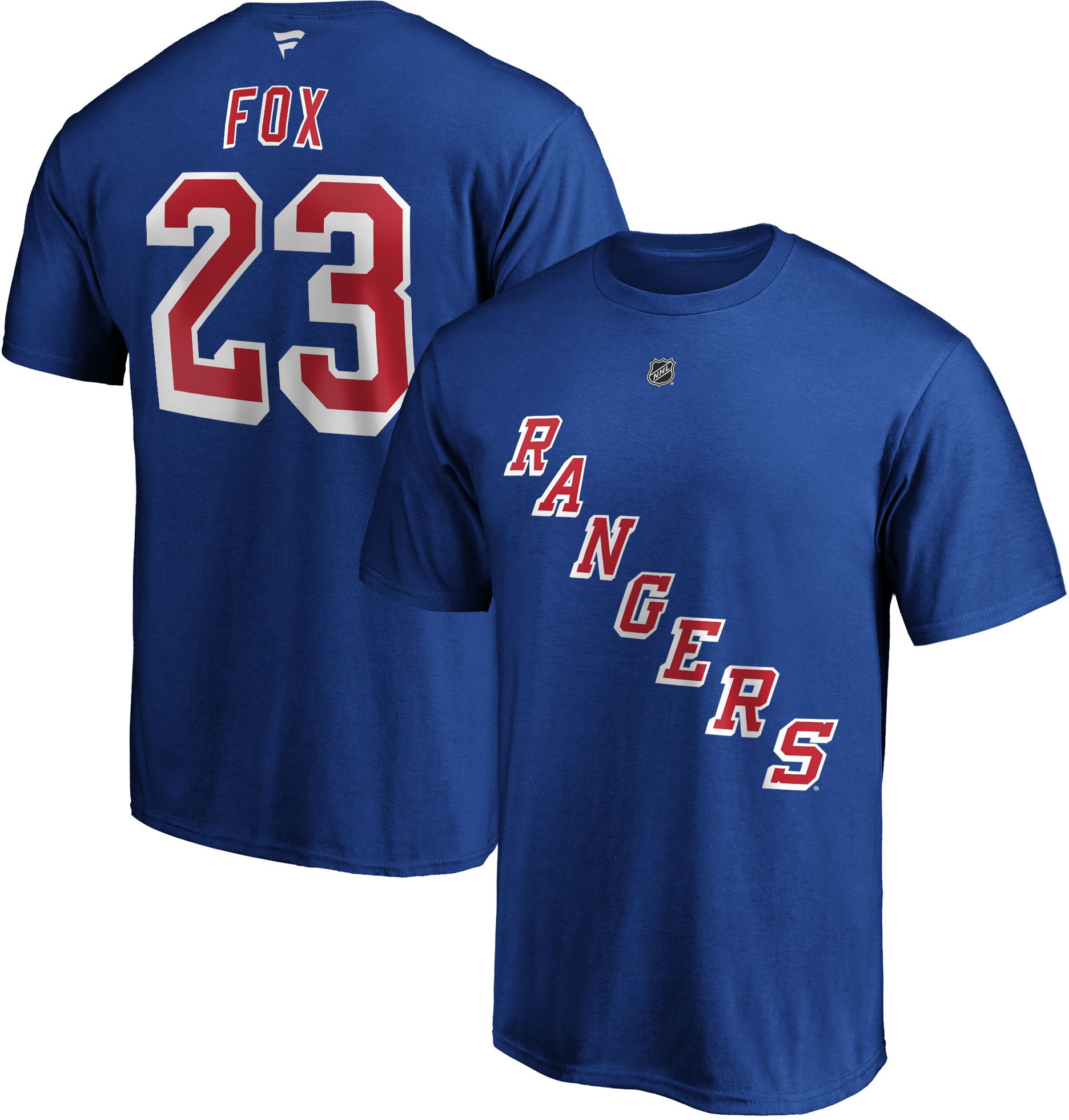 NHL Adult New York Rangers Adam Fox #23 Royal T-Shirt