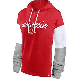 NCAA Women's Wisconsin Badgers Red Iconic Colorblock Pullover Hoodie